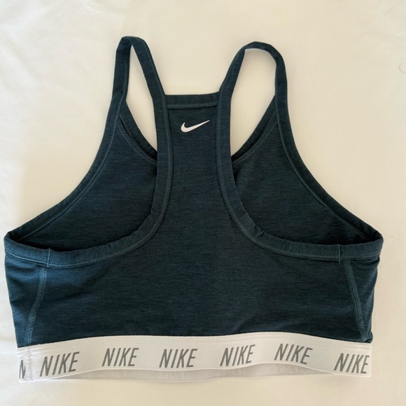 Nike Women’s Dri-FIT Swoosh Padded Medium Support Sports Bra Heathered Gray/Blue - Picture 1 of 11